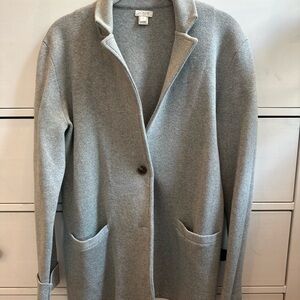 J. Crew Light Gray Knit Sweater Cardigan blazer 100% cotton